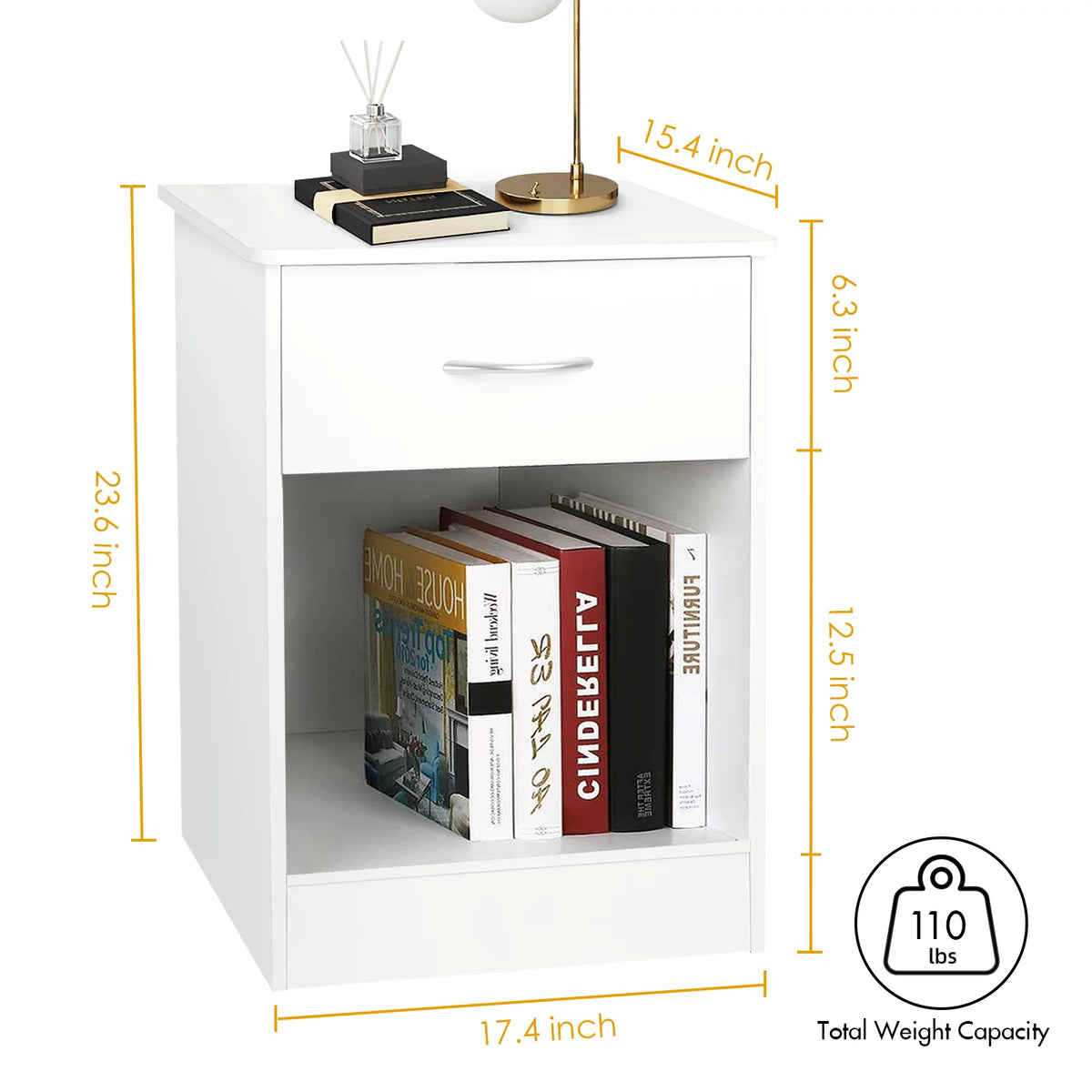 White Nightstand with Drawer M2097
