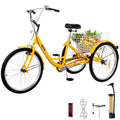 24 inch 1-Speed Yellow Adult Tricycle with Cargo Basket X5315