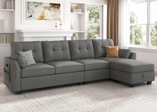 Bluish Grey Reversible Sectional Sofa L381