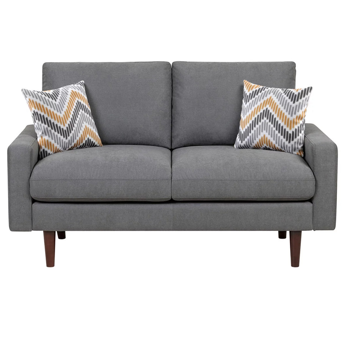 Dark Gray Woven Fabric Loveseat with USB Charging Ports O245551