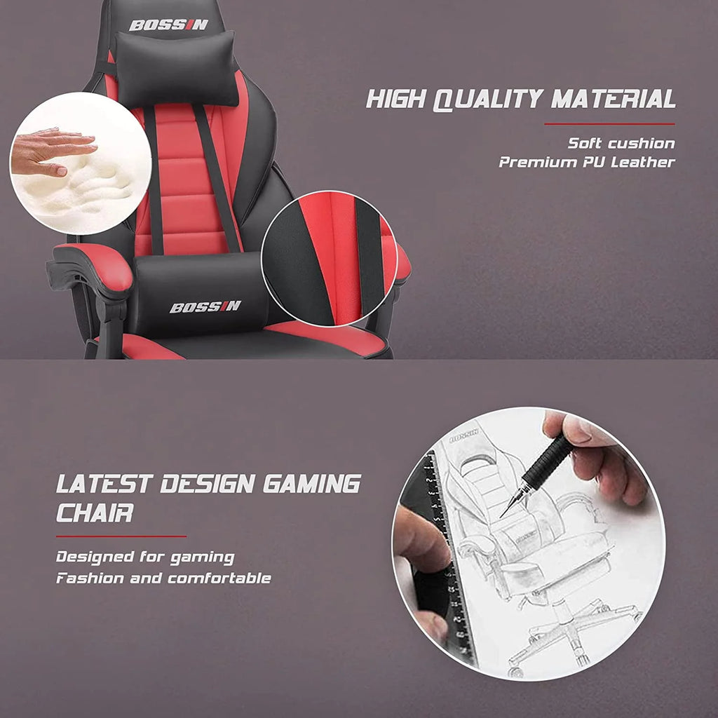 Gaming Chair with Footrest and Lumbar Support V9769