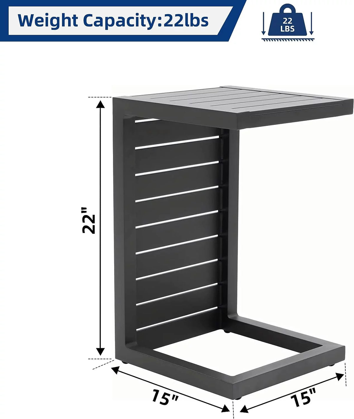 C Shaped Aluminum Side Table Dark Grey Z59034
