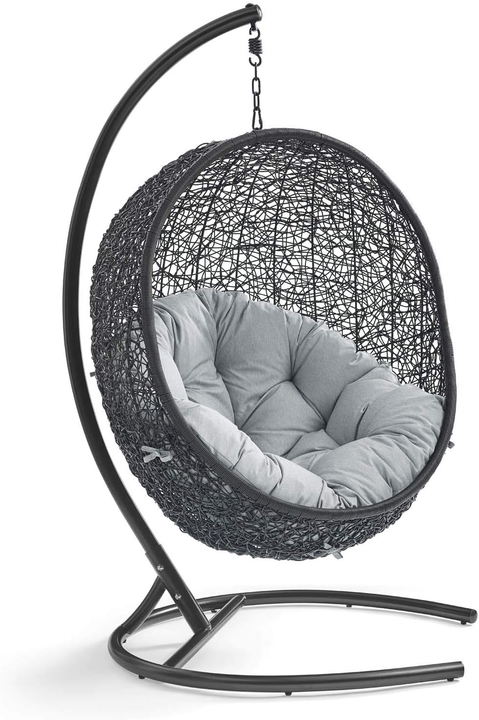 Beige Wicker Rattan Swing Chair with Stand C37859