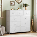 9 Drawer Fabric Dresser with Leather Finish D356