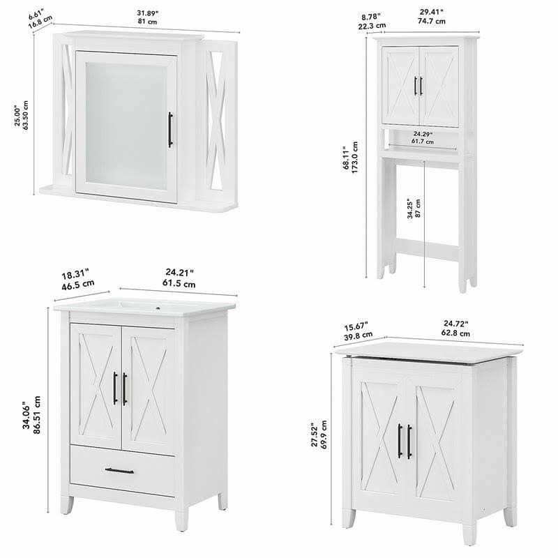 24W Bathroom Vanity Set with Storage in White Ash Engineered Wood A23378