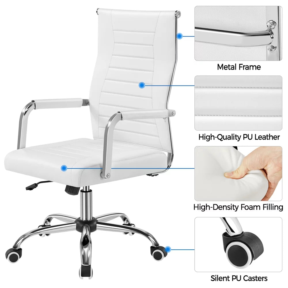 White Faux Leather Office Chair F253