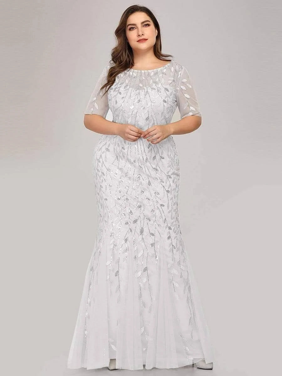 Plus Size Sequin Tulle Wedding Dress U528