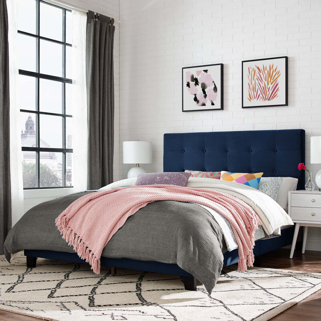 Wood Platform Bed Full Twin Blue Black Q278