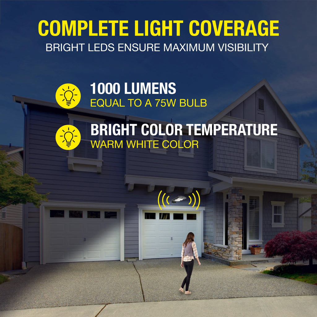 Solar Powered Motion Street and Area Light, Black, 120° Beam Angle D199940