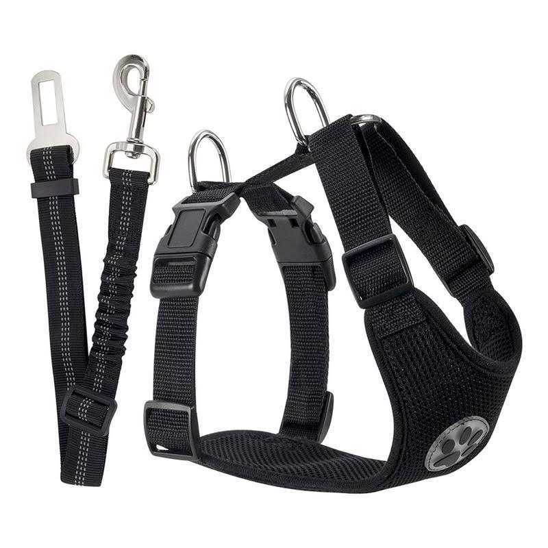 Dog Car Harness Seat Belt Set Adjustable Mesh Breathable G614921