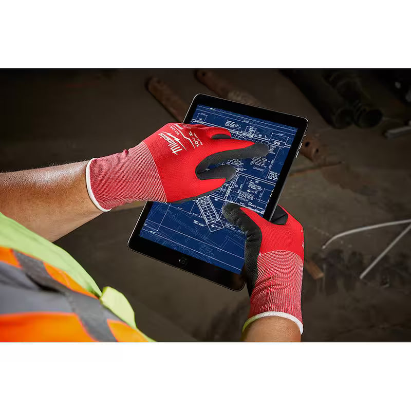 Red Nitrile Level 1 Cut Resistant Work Gloves 4-Pack H7316