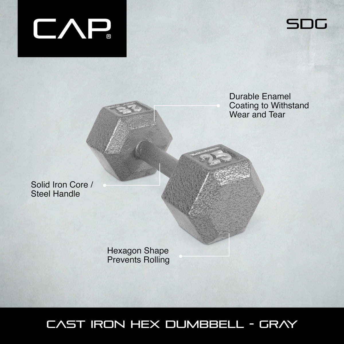 25lb Cast Iron Hex Dumbbell O69756