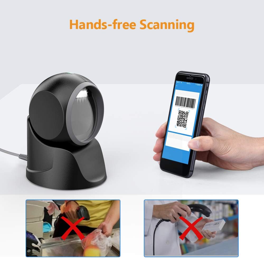 Desktop Barcode Scanner, Omnidirectional Hands-Free USB Wired Z152809