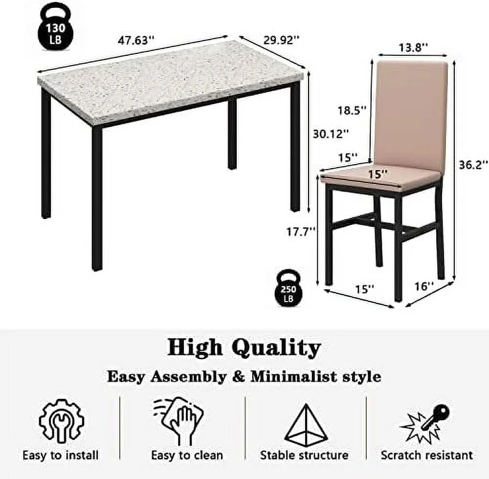 5-Piece Faux Marble Kitchen Table & Chair Set K895