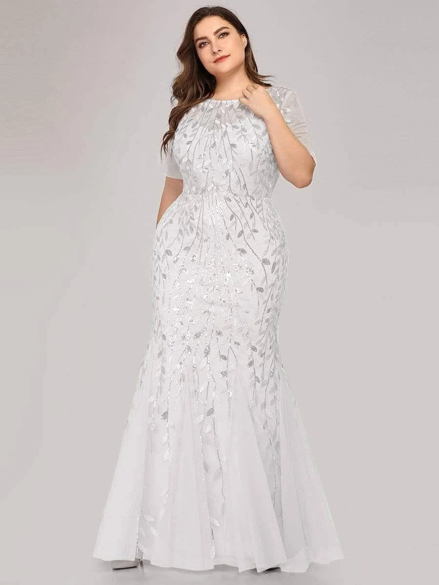 Plus Size Sequin Tulle Wedding Dress U528