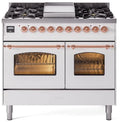 White Dual Fuel Natural Gas Range with Copper Trim O56908