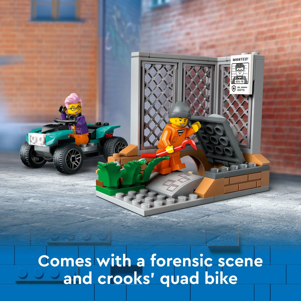 Police Truck Toy with Quad Bike and Minifigures M931313