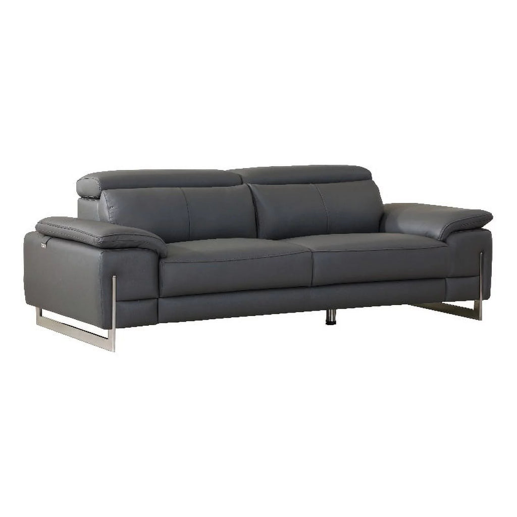87" Genuine Italian Leather Sofa Dark Gray F304
