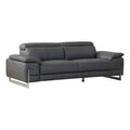 87" Genuine Italian Leather Sofa Dark Gray F304