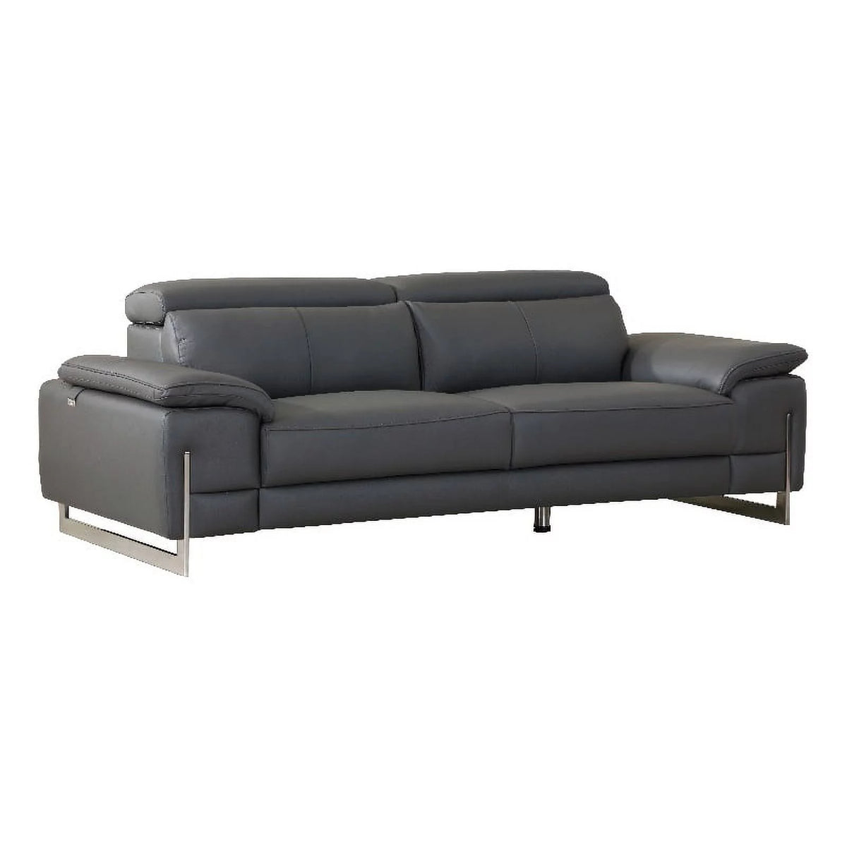 87" Genuine Italian Leather Sofa Dark Gray F304
