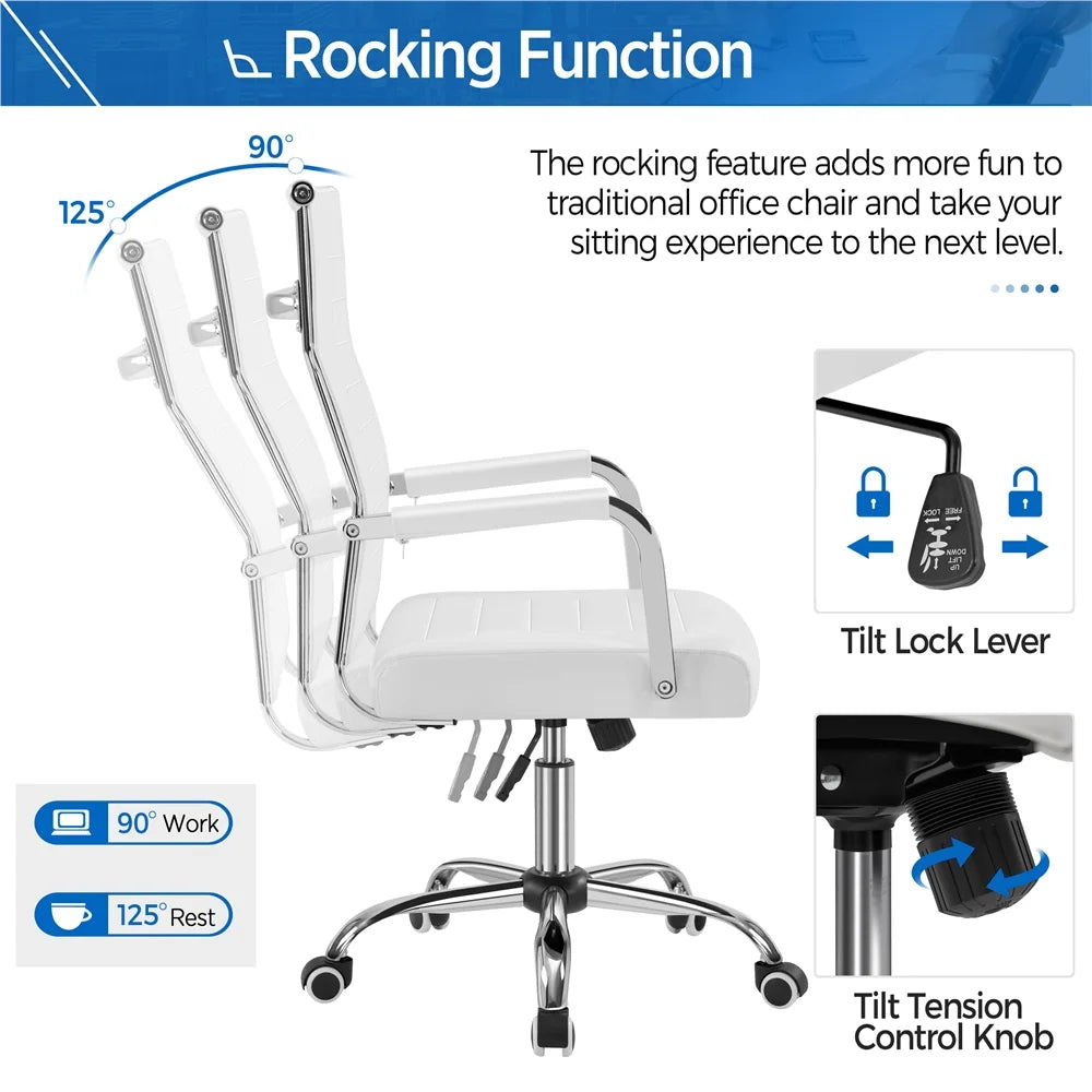 White Faux Leather Office Chair F253