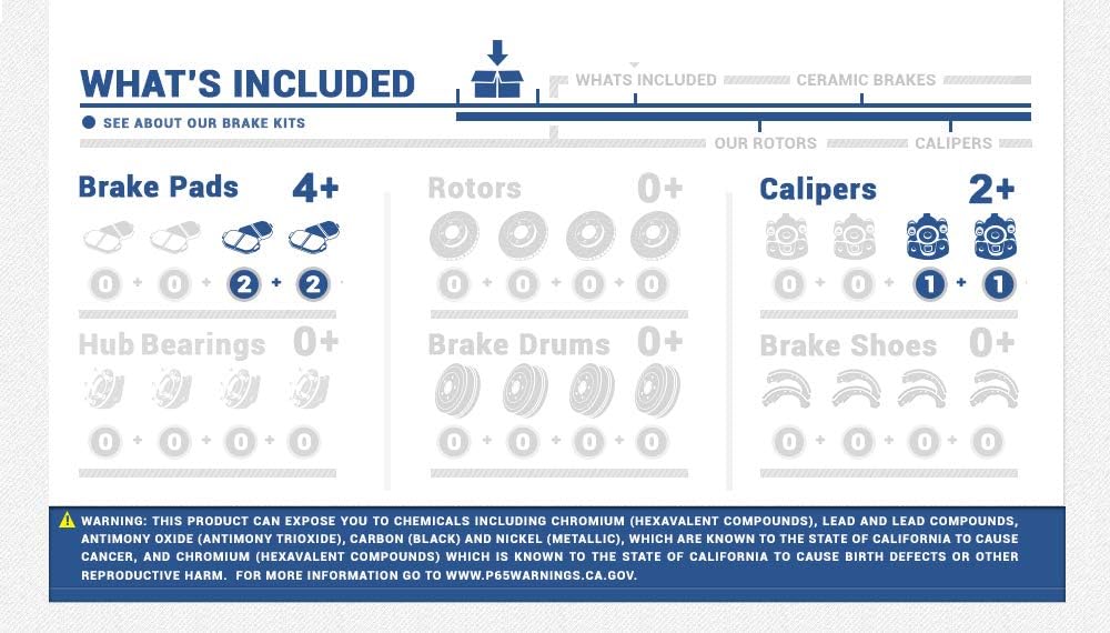 Rear Caliper Assembly Set + Ceramic Brake Pads Kit E2217