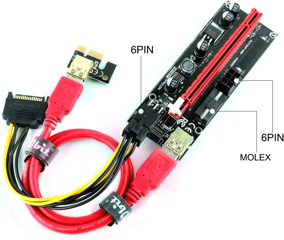 6 Pack PCI-E Riser Express Cable 16X to 1X with 60cm USB 3.0 Cable D3044