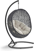 Beige Wicker Rattan Swing Chair with Stand C37859