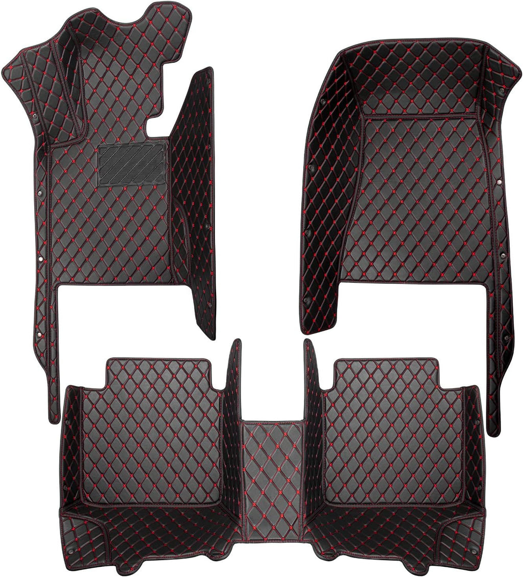 Leather Car Floor Mats 1st & 2nd Row Black B97146