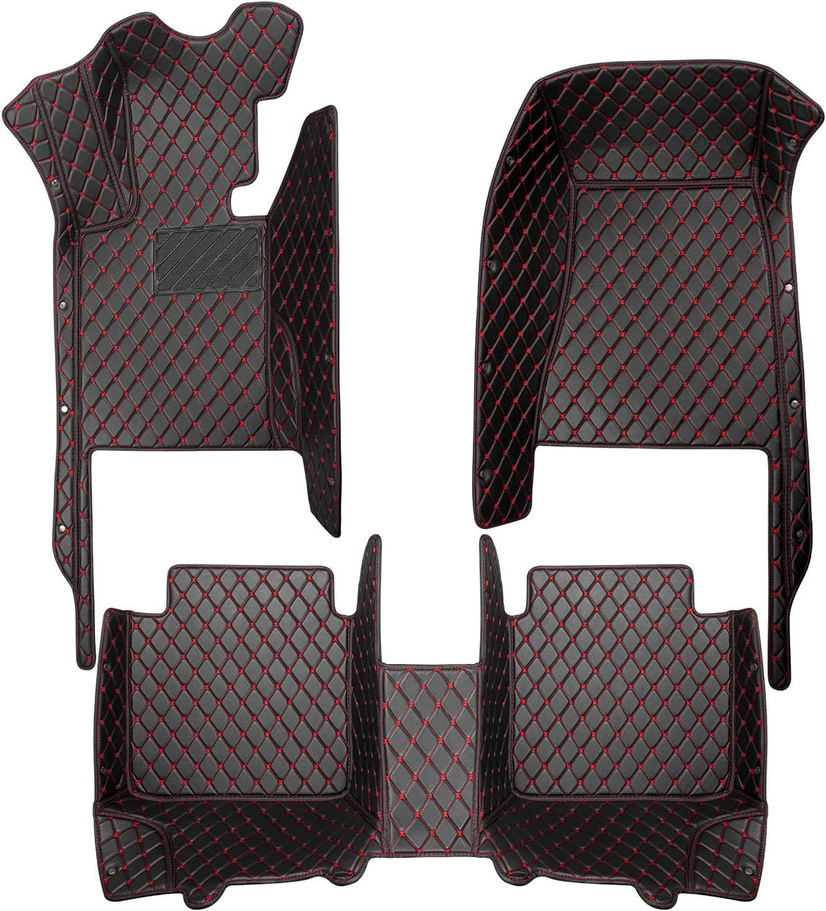 Leather Car Floor Mats 1st & 2nd Row Black B97146