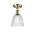 1-Light Antique Brass Semi-Flush Mount with Clear Glass F81240