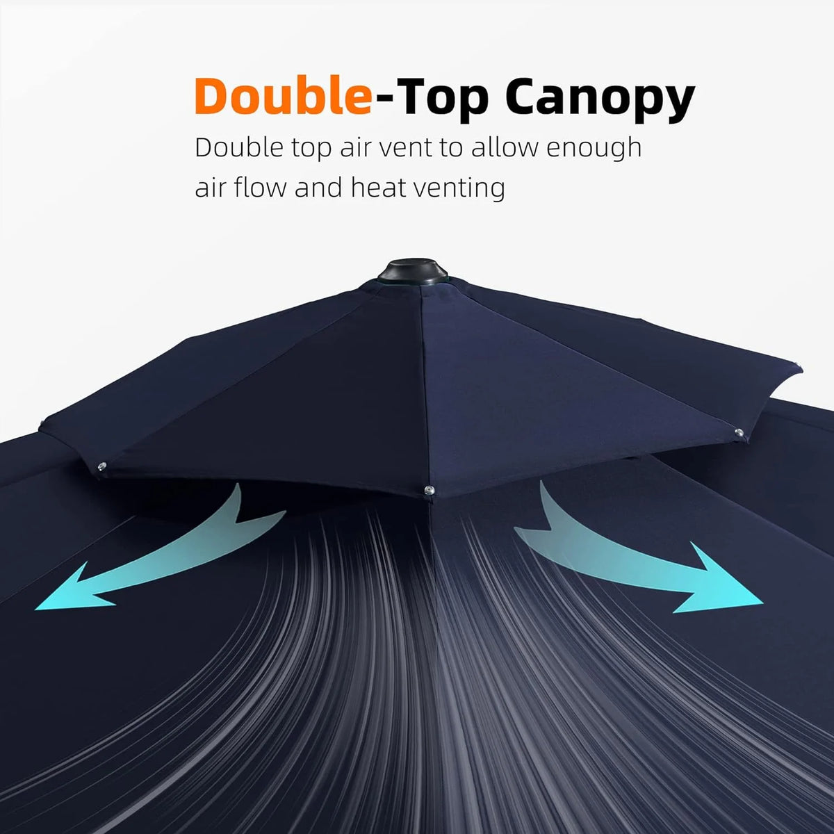 12 Feet Double Top Round Navy Blue Offset Hanging Patio Umbrella R351121