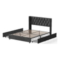 Velvet 4-Drawer Full Size Platform Bed in Black W53792