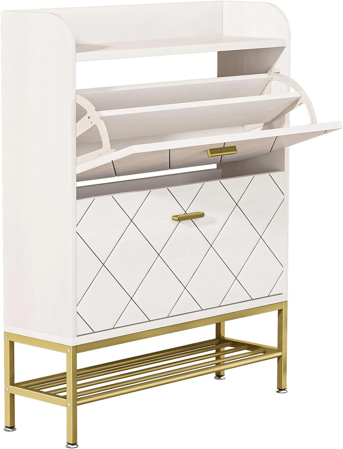 White Flip Drawer Shoe Cabinet A131257
