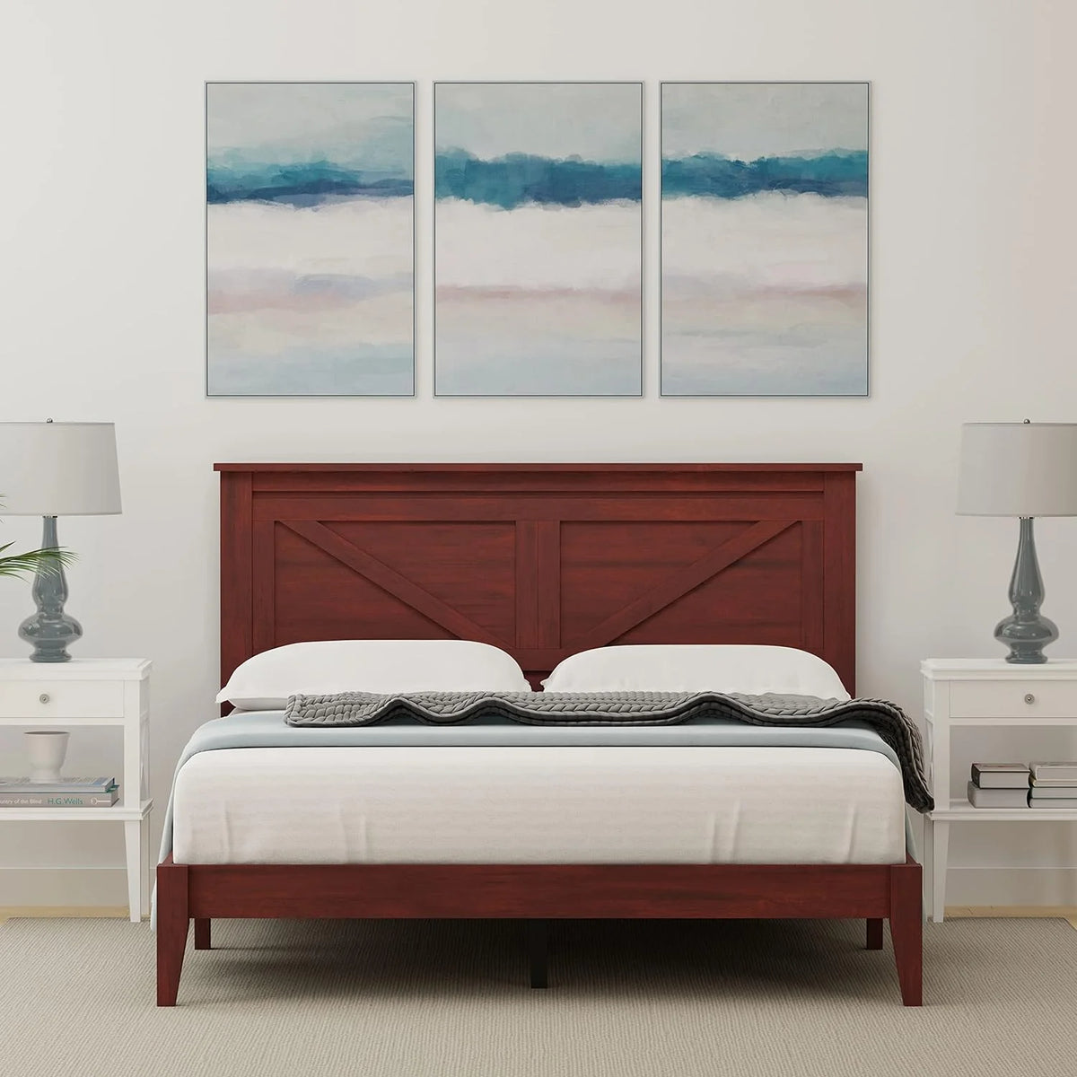 Solid Wood Platform Bed Queen O312779
