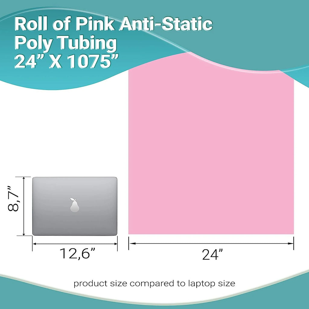 Pink Anti-Static Poly Tubing 24 X 1075 4 mil I4900