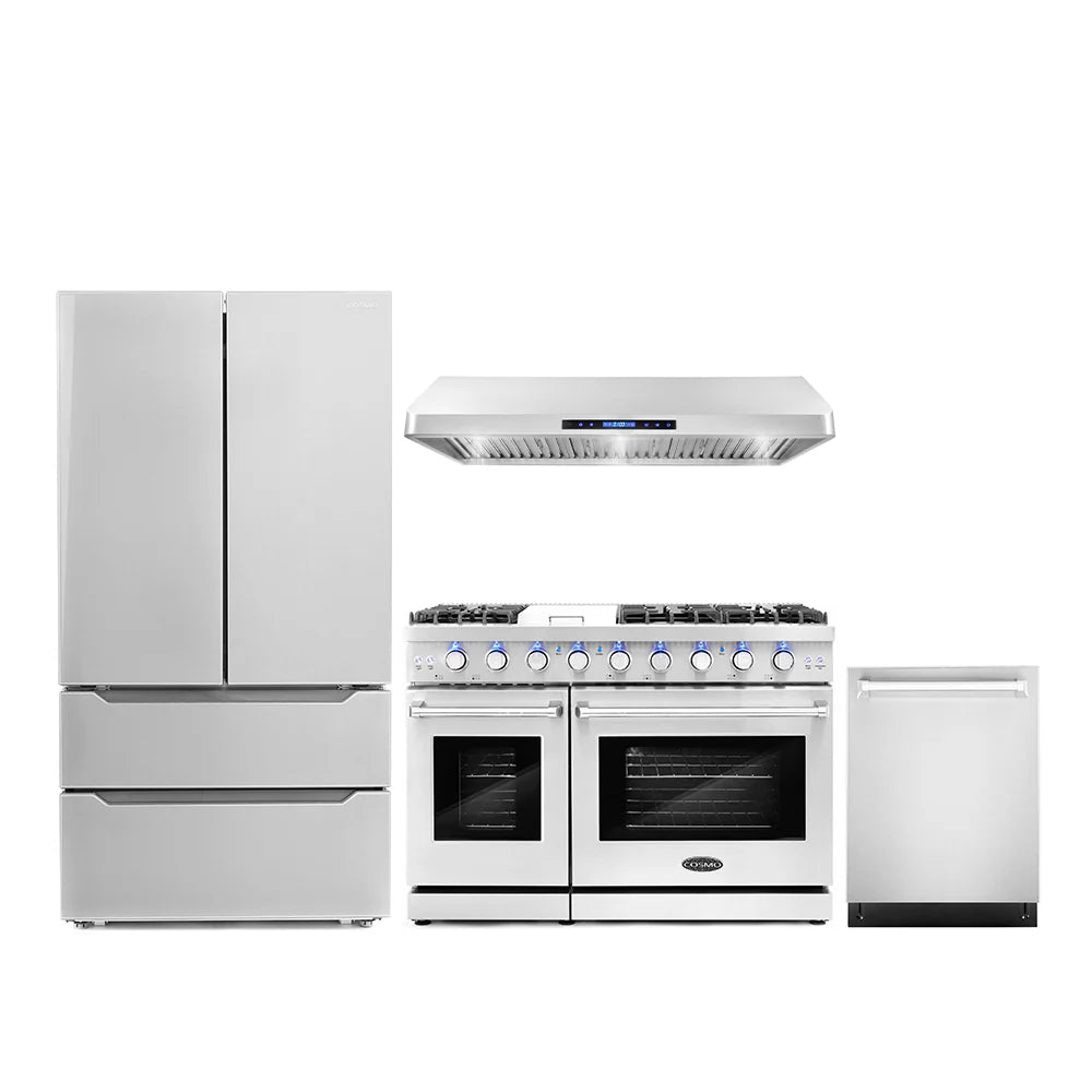 48 Gas Range, Under Cabinet Range Hood, Refrigerator with Ice Maker and Dishwasher O79840