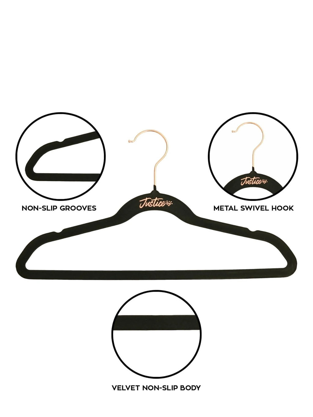 Black Velvet 100 Pack Non-Slip Swivel Hook Clothes Hangers F363606