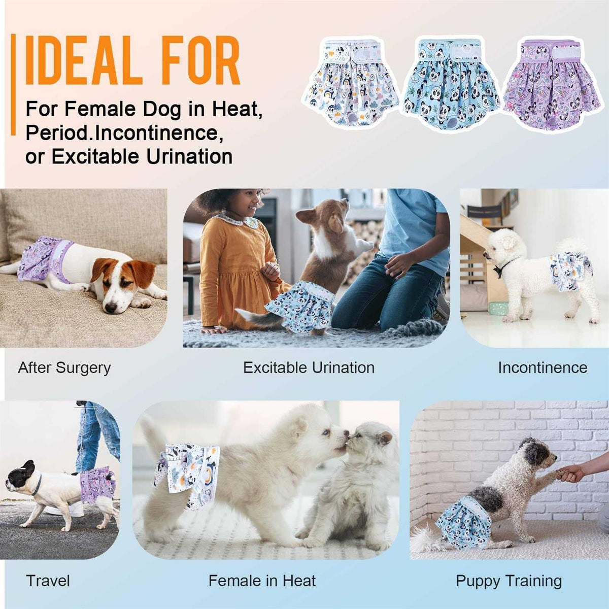 Washable Female Dog Diapers 3 Pack Reusable Z493155