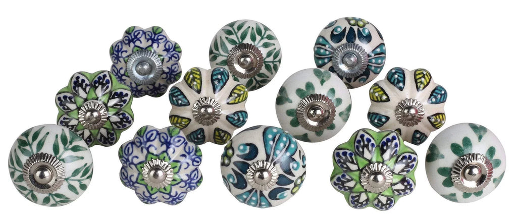 Ceramic Green Round Knobs Set Of 12 X264076