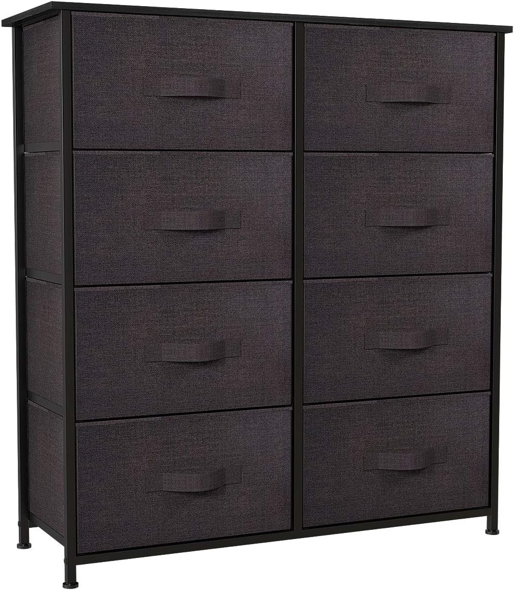 8 Drawer Fabric Dresser with Steel Frame and Wooden Top J30615