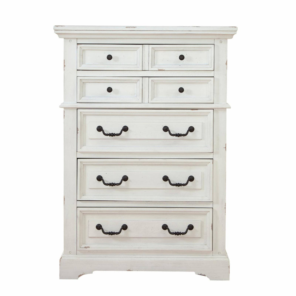 Antiqued White 5-Drawer Chest O4026