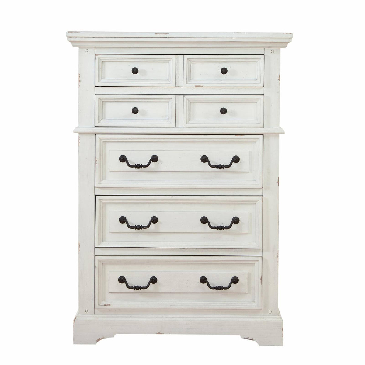 Antiqued White 5-Drawer Chest O4026