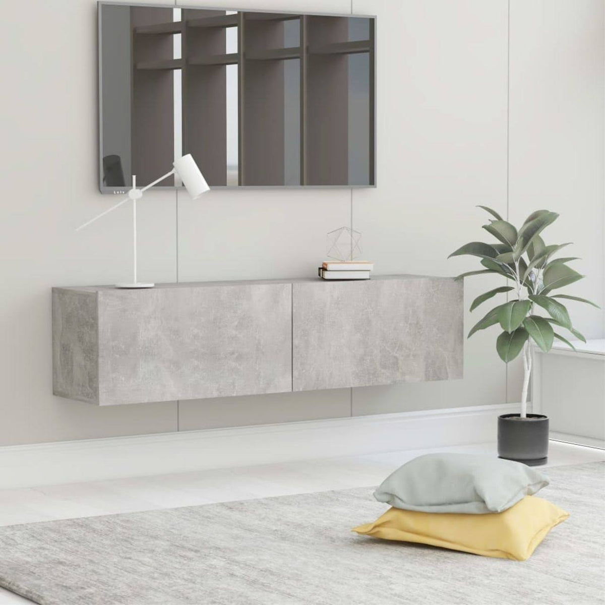 Concrete Gray Chipboard TV Cabinet L761864