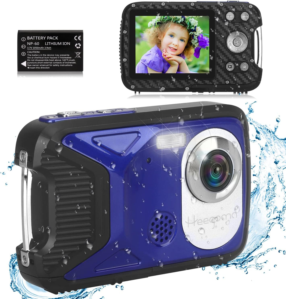 Waterproof 1080P 21MP Digital Camera with 2.8 LCD Screen 8X Zoom D219130