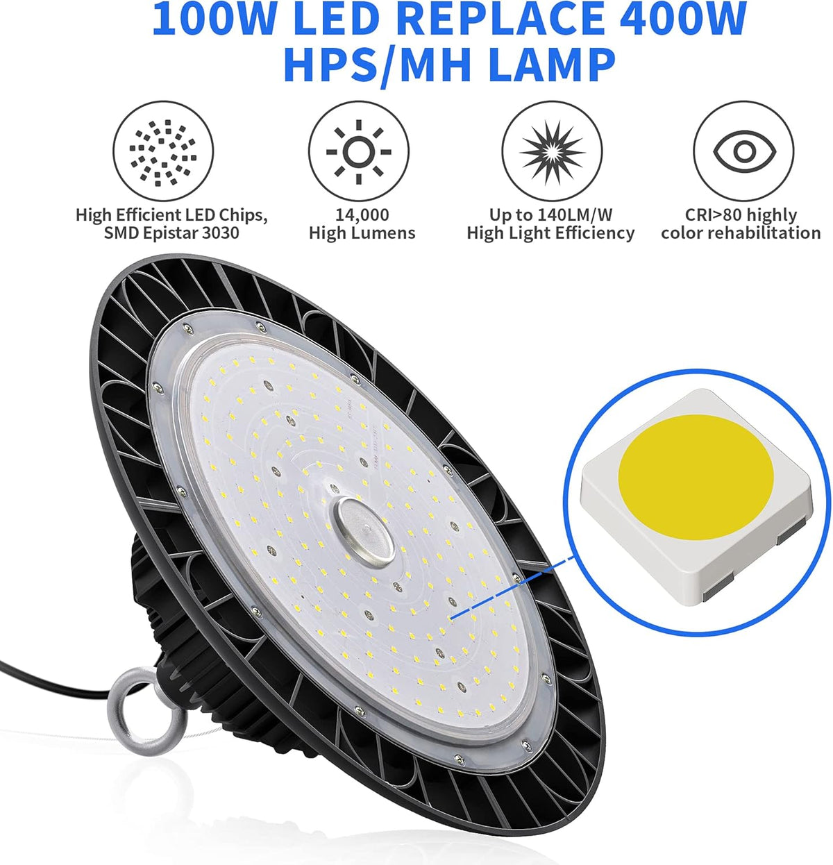 100W 14000 LM 5000K IP65 Waterproof LED High Bay Light D700614