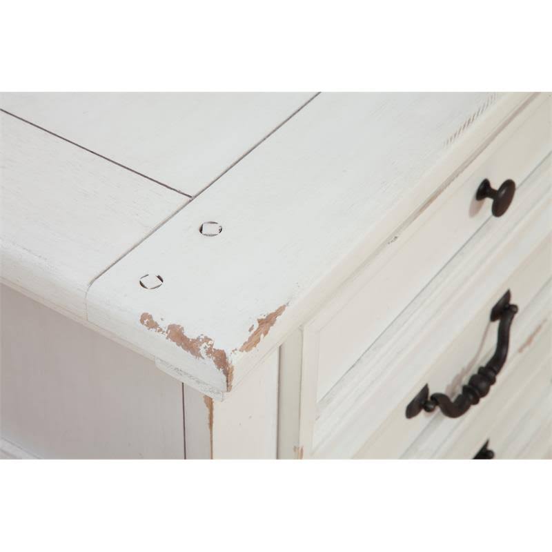 Antiqued White 5-Drawer Chest O4026