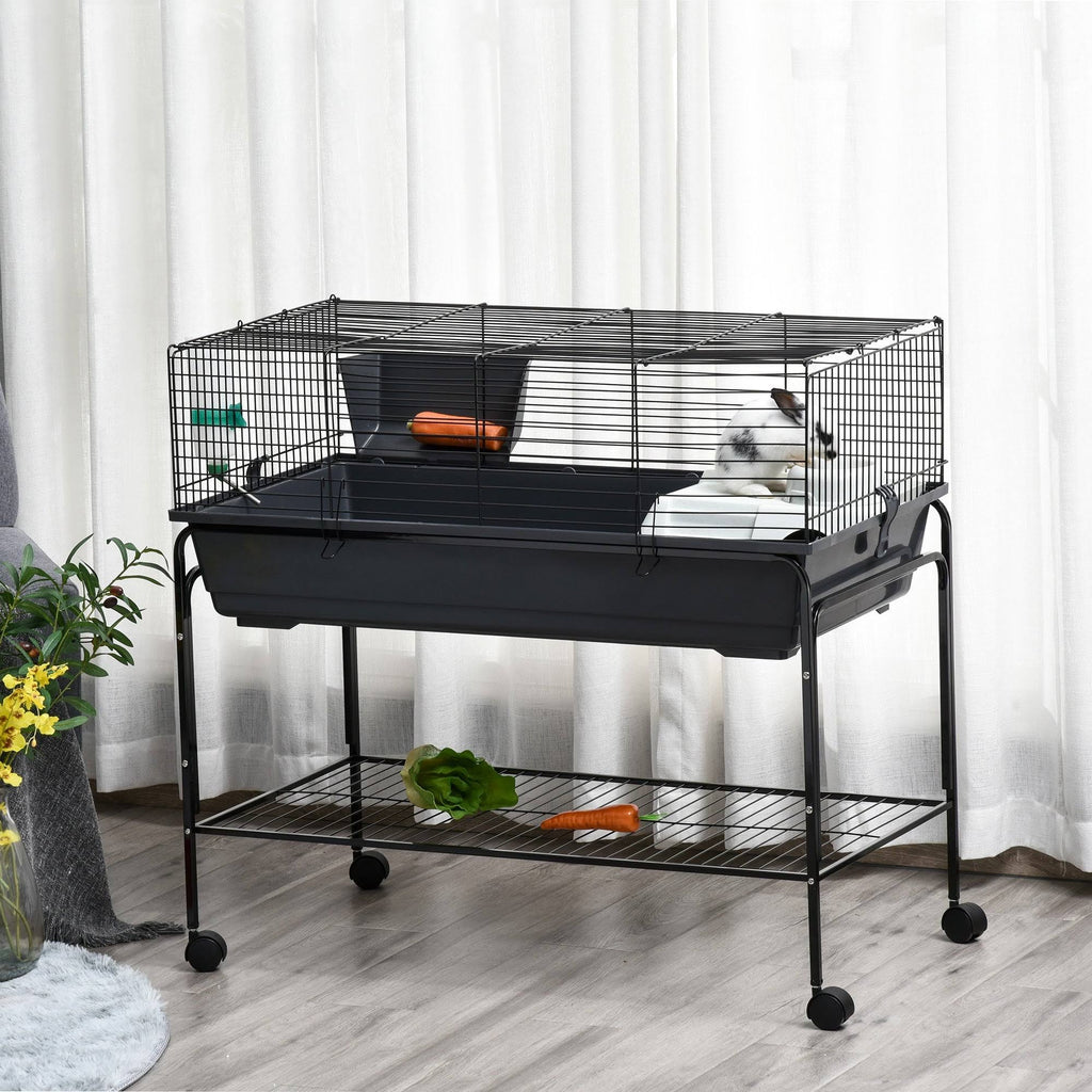 Small Animal Cage Rolling Rabbit Hutch with Detachable Stand H951548