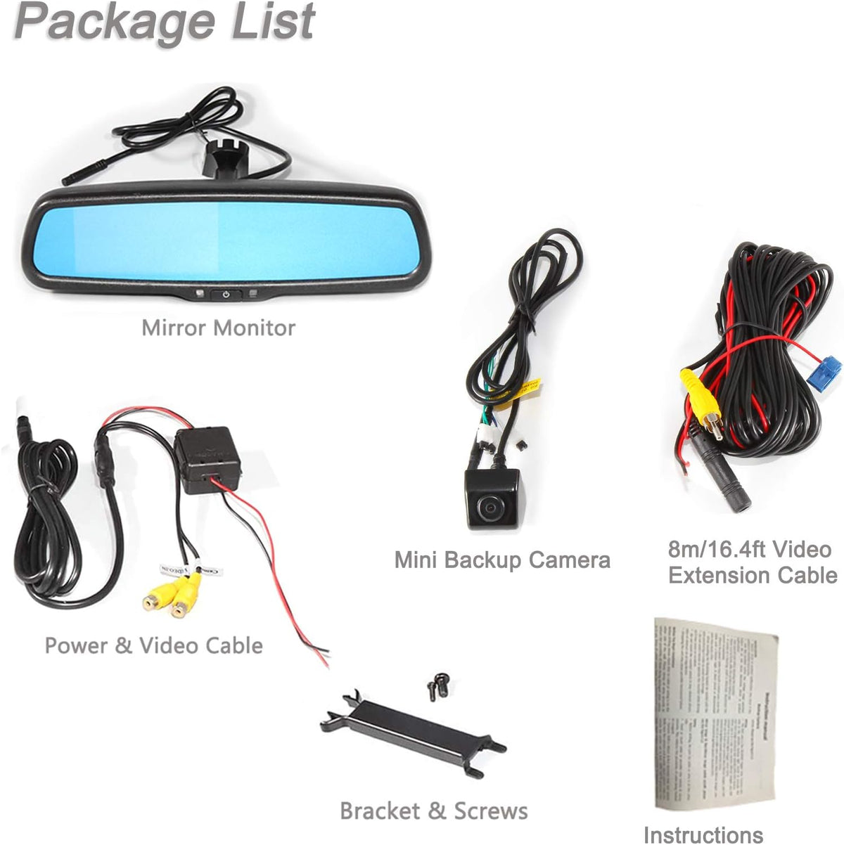 Mini Backup Camera & 4.3'' Rear View Mirror Monitor Kit Waterproof Night Vision M381831
