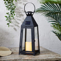 Black Metal Solar Powered LED Outdoor Candle Lantern D199645